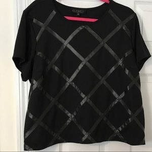 Cropped Black Top with Faux Graphic Details